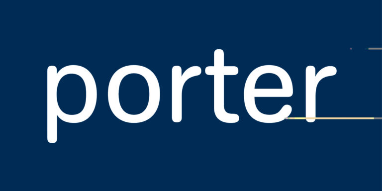 porter - 100x20 - enlarged logo - white on blue